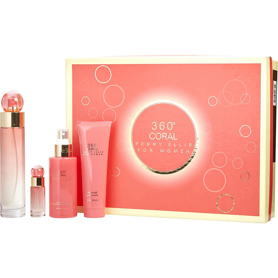 Perry Ellis 360° Coral EDP for Women Gift Set (4PC) - Perfume Planet 