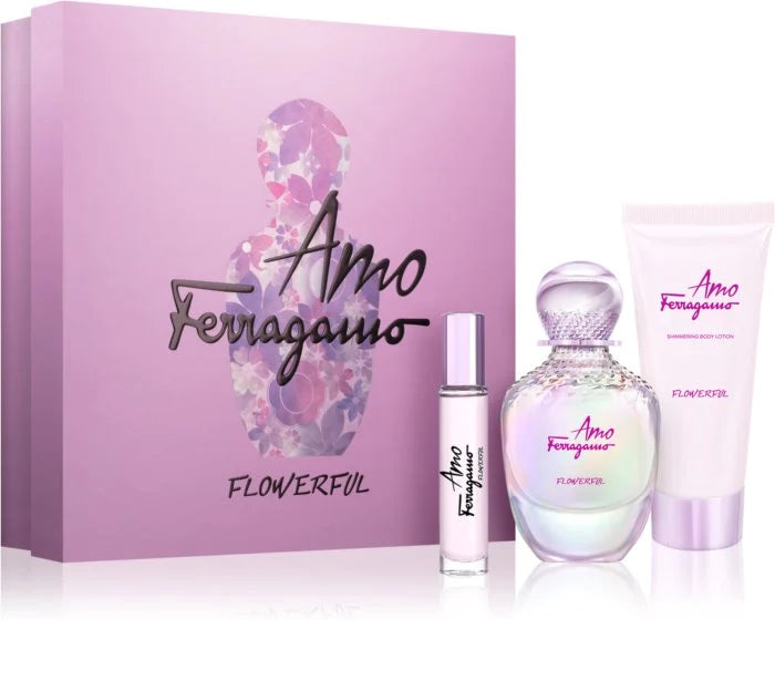 Amo Ferragamo Flowerful EDT Gift Set (3PC) for Women - Perfume Planet 